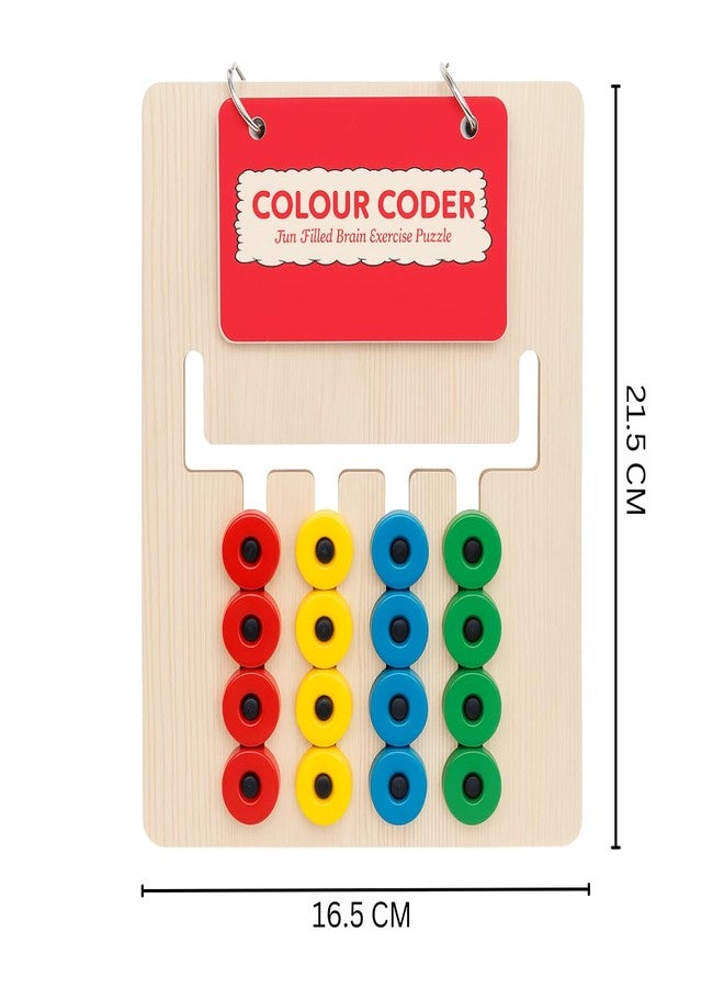 FOROLY Colour Coder Fun Filled Brain Exercise Puzzle, Wooden Logic Game, Multiple Levels, Kids Montessori Slide Puzzle I Color & Pattern Matching Learning Toys (Ages 4+) - Image 2